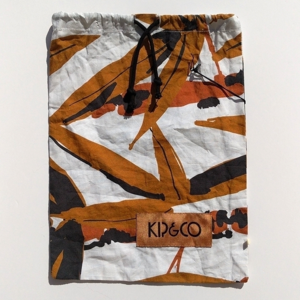 Kip & Co Small Brown Black & White Leaf Print Drawstring Cosmetic Bag - Picture 4 of 12